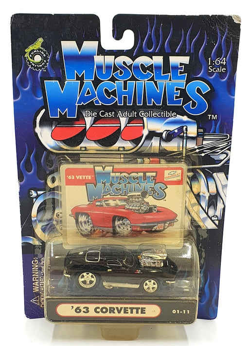 Muscle Machines 1/64 Scale Diecast 71151 01-11 - 1963 Chevrolet Corvette