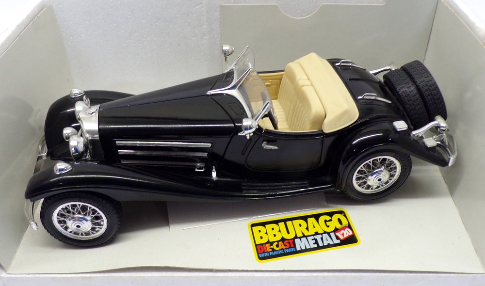 Burago 1/20 Scale Model Car 3020 - 1936 Mercedes Benz 500K Roadster - Black
