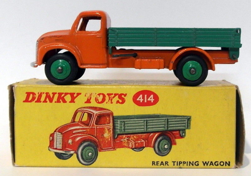 Vintage Dinky 414 - Rear Tipping Wagon - Orange Green