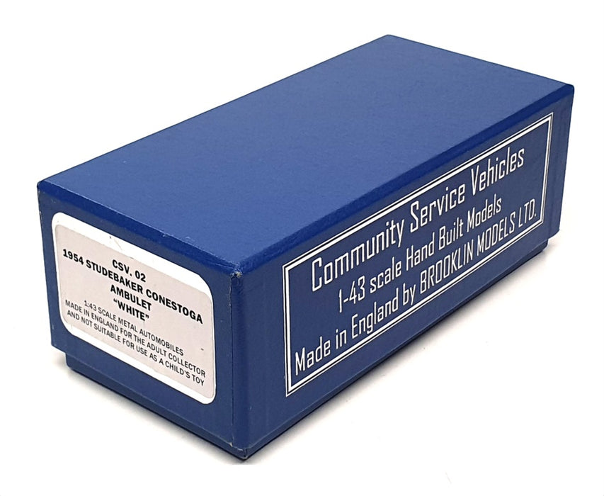 Brooklin Models 1/43 Scale CSV02 - 1954 Studeaker Conestoga Ambulet - White