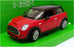 Welly 1/24 Scale Model Car 24058W - New Mini Hatch - Red
