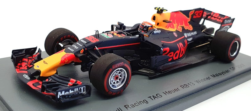 Spark 1/43 Scale S5050 - Red Bull Renault RB13 M.Verstappen 1st Malaysian GP '17