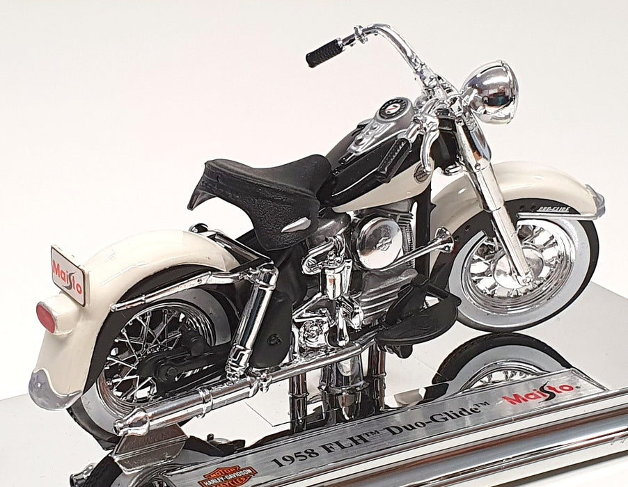 Maisto 1/18 Scale 39757 -  Harley Davidson 1958 FLH Duo-Glide - Ivory/Black