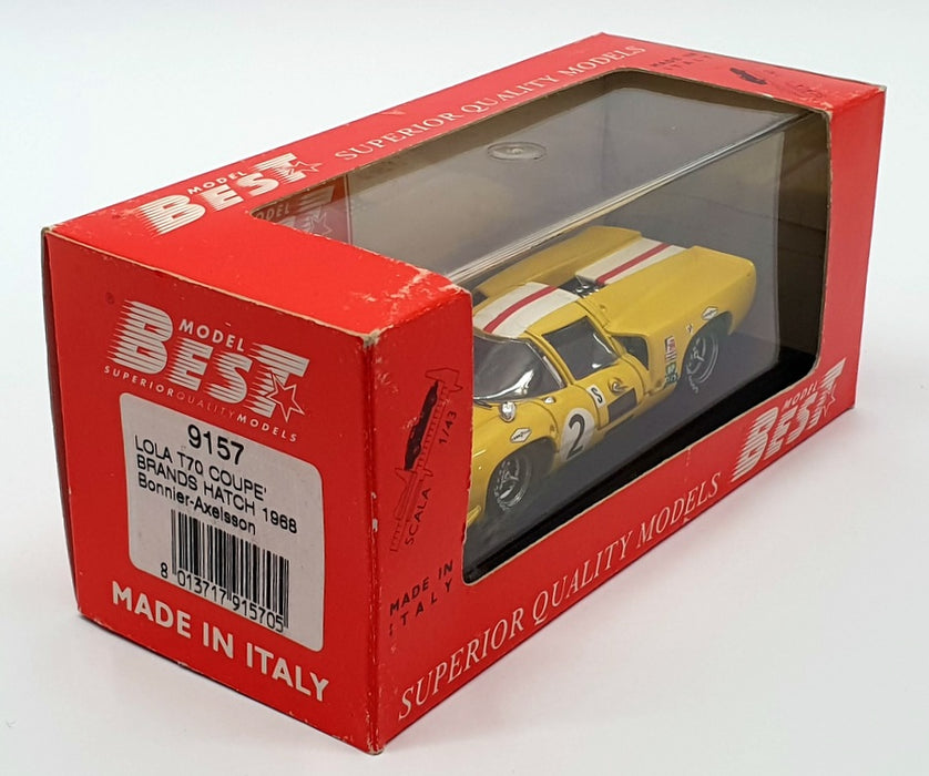 Best 1/43 Scale 9157 - Lola T70 Spyder Brands Hatch 1968 - #2 Bonnier/Axelsson