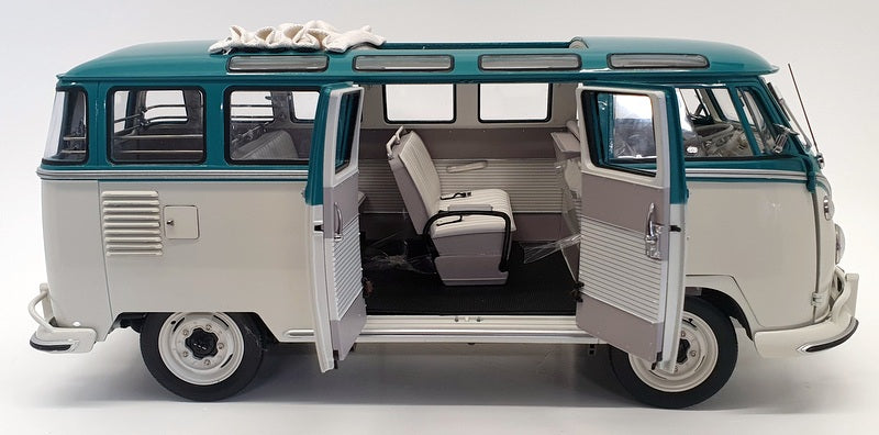 Sunstar 1/12 Scale 5084 - 1962 VW Volkswagen Samba Bus - Blue/Beige Grey