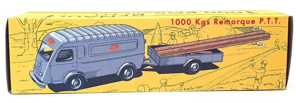 CIJ Europarc 20cm Long Diecast 3/60/T0 - Renault 1000Kg Van & Trailer - Grey