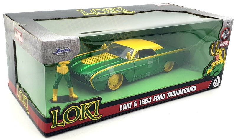 Jada 1/24 Scale Diecast 80333 - Loki Figure And 1963 Ford Thunderbird 