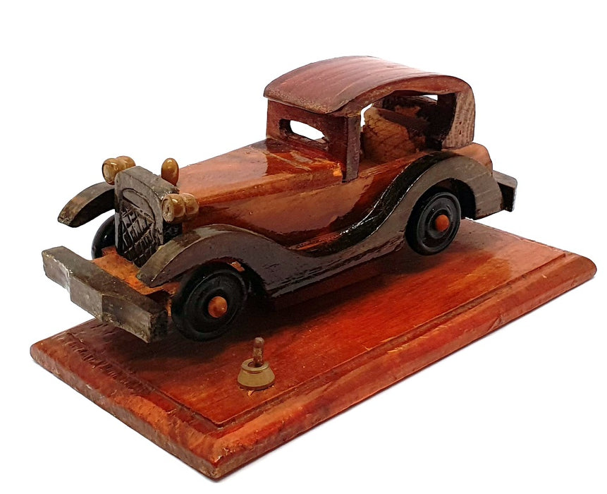 Unbranded WC01 16cm Long Hand-Made Wooden Car On Plinth