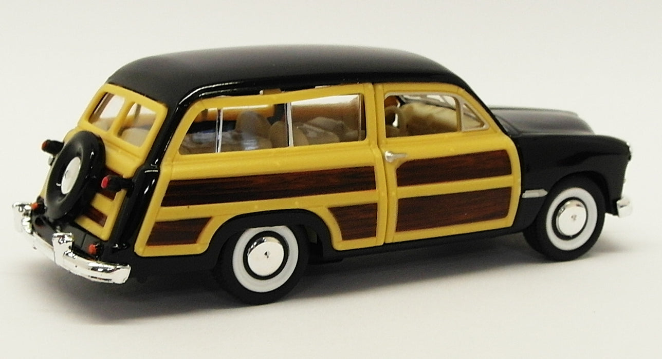 1949 Ford Woody Wagon - Black - Kinsmart Pull Back & Go Diecast Metal Model Car