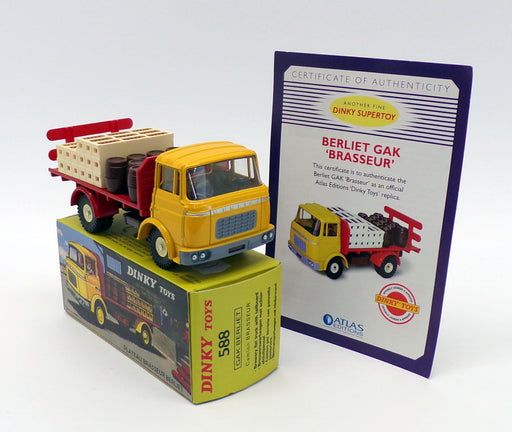 Atlas Editions Dinky Toys 588 Berliet Gak Brasseur Truck + Certificate - Yellow