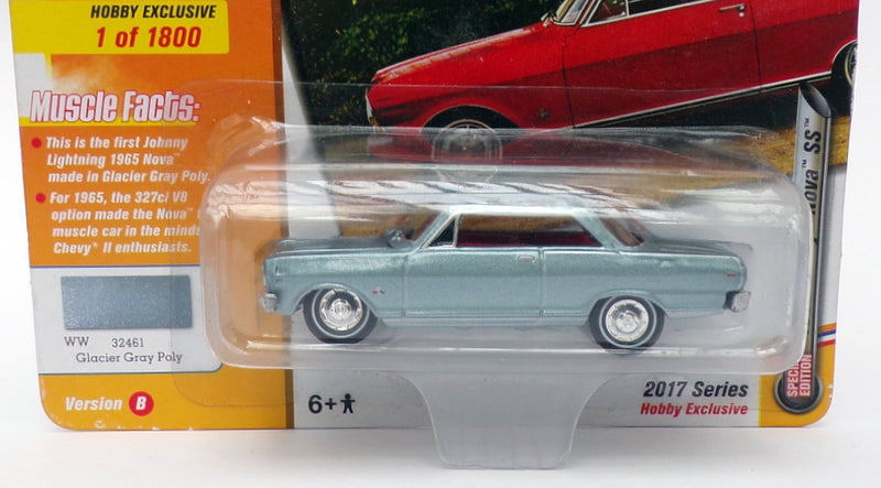 Johnny Lightning 1/64 Scale JLMC010 - 1965 Chevrolet Nova SS - Glacier Gray Poly