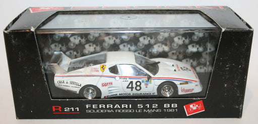 Brumm 1/43 Scale Metal Model - R211 FERRARI 512 BB SCUDERIA ROSSO LE MANS 1981