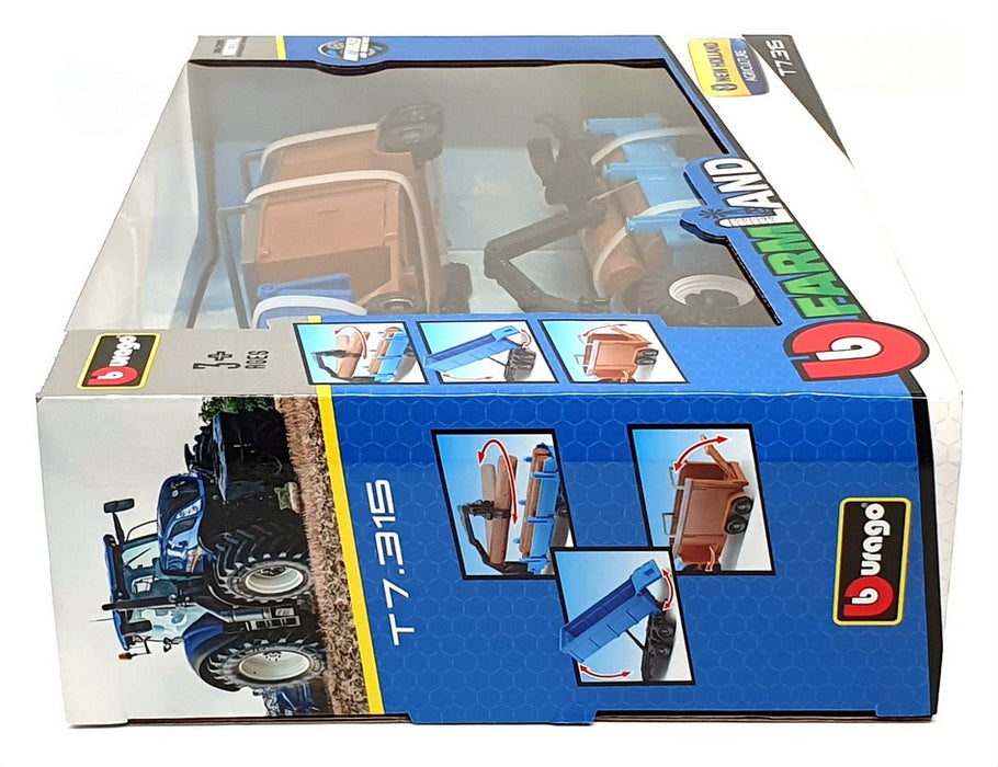Burago 1/50 Scale 18-31668NH - New Holland Tractor T7.315 & 3 Trailers