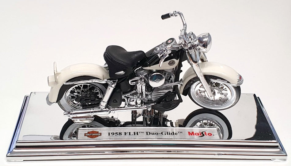 Maisto 1/18 Scale 39757 -  Harley Davidson 1958 FLH Duo-Glide - Ivory/Black
