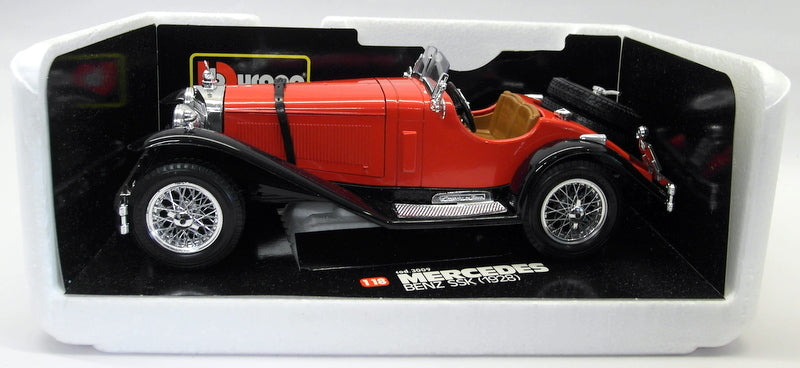 Burago 1/18 Scale Diecast 3009 Mercedes Benz SSK 1928 Red Black Model Car