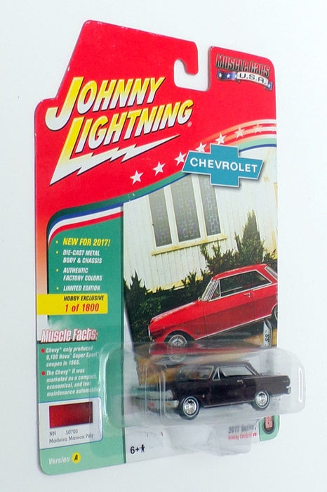Johnny Lightning 1/64 Scale JLMC010 - 1965 Chevrolet Nova SS Madeira Maroon Poly