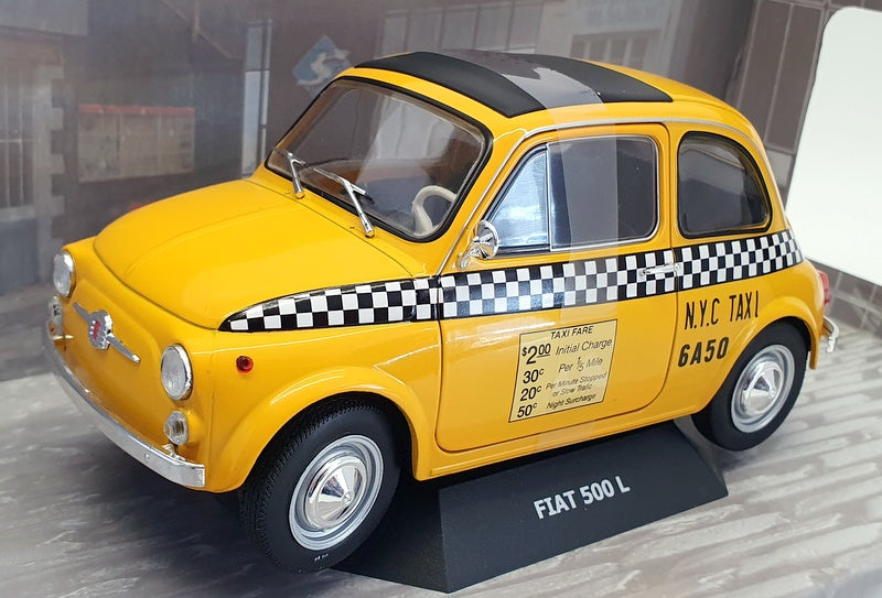 Solido 1/18 Scale Diecast S1801407 - 1965 Fiat 500 L Taxi NYC - Yellow