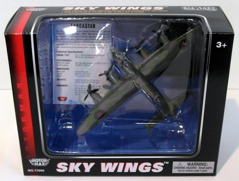 Motormax Skywings 1/100 Scale 77028 - Lancaster With Display Stand