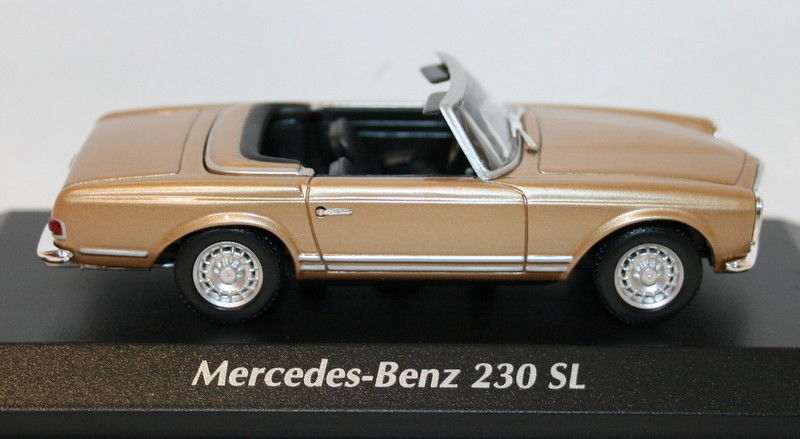 Maxichamps 1/43 Scale Diecast 940 032230 Mercedes Benz 230SL 1965 - Gold Met
