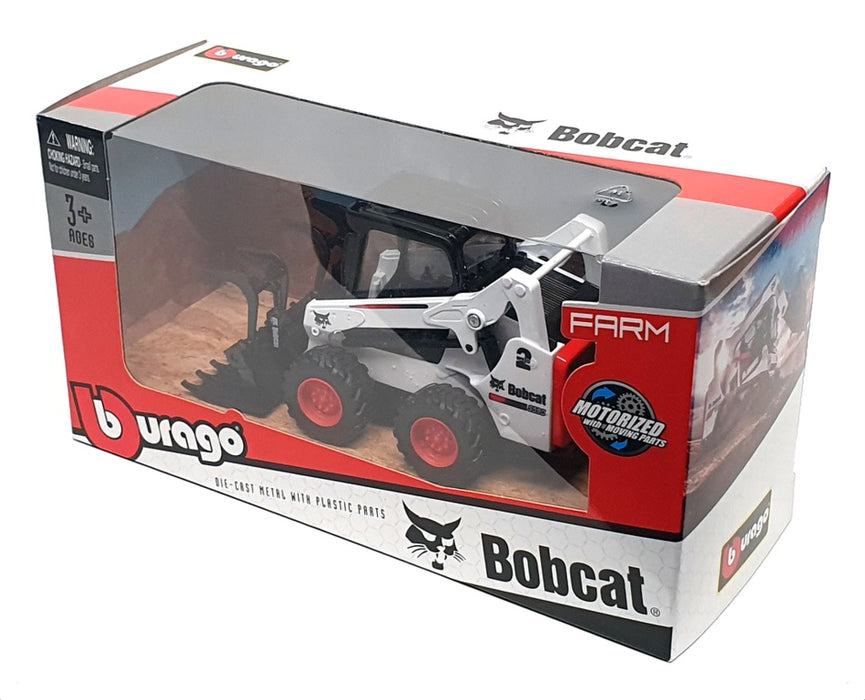 Burago 10cm Long 18-31802 - Bobcat S590 Skid-Steer Loader & Grapple Motorized