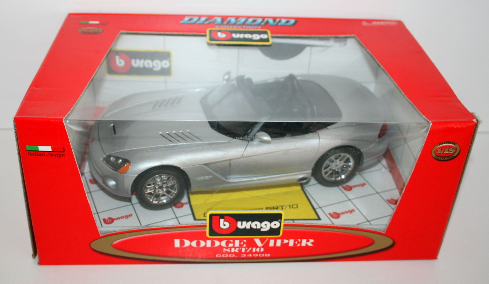 BURAGO 1/18 34908 DODGE VIPER SRT/10 SILVER