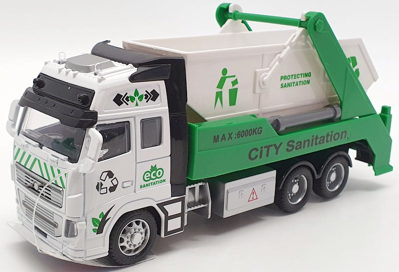 Kandy Toys 20cm Long TY4200 - Recycling Lorry With Skip Pull Back And Go - Green