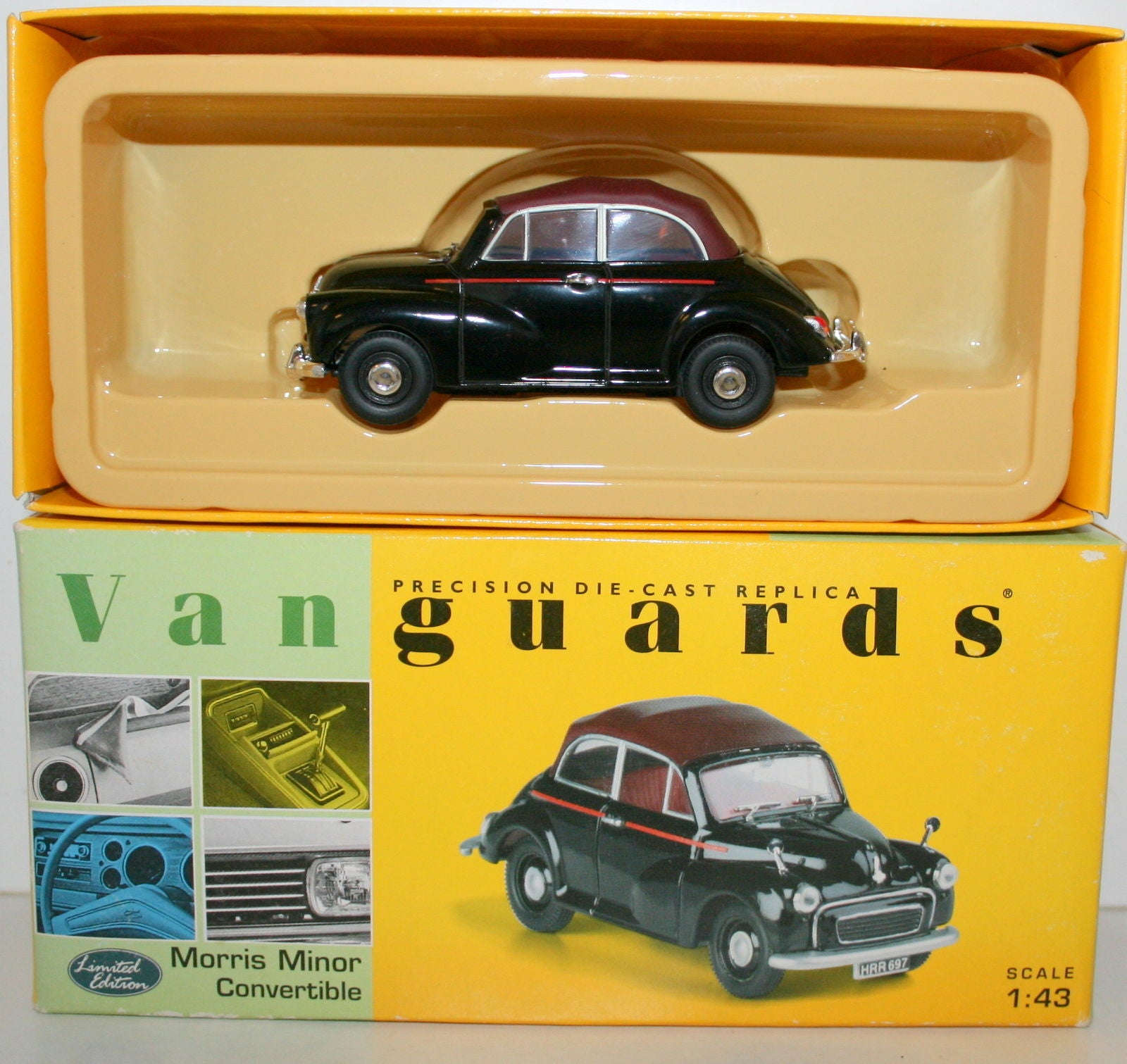 VANGUARDS 1/43 VA05802 MORRIS MINOR CONVERTIBLE BLACK & MAROON