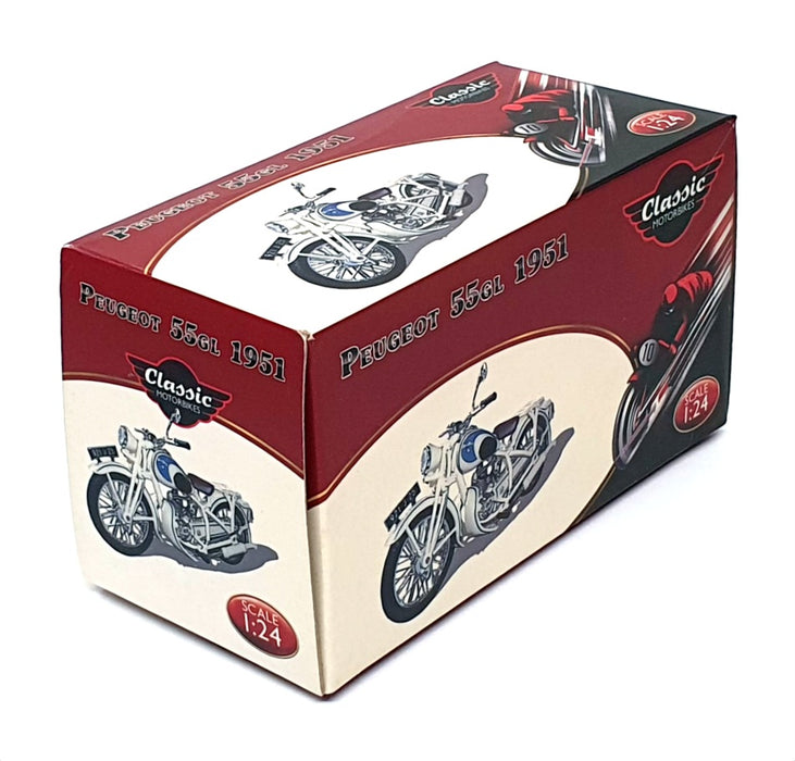 Atlas Editions 1/24 Scale 4 658 125 - 1951 Peugeot 55GL Motorbike - Cream