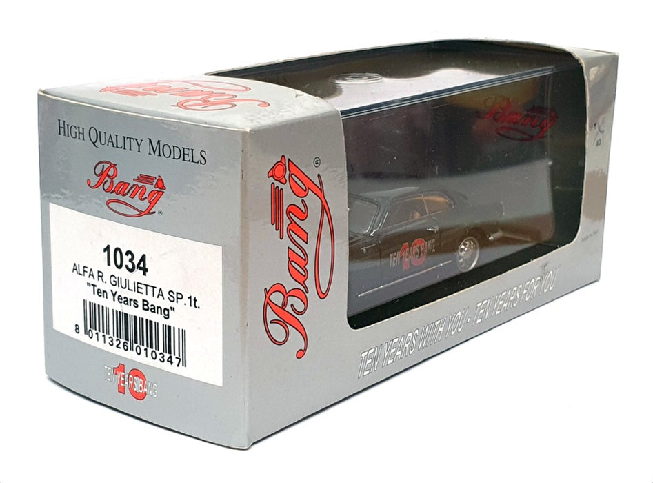 Bang 1/43 Scale 1034 - Alfa Romeo Giulietta SP 1t. 10 years Of Bang - Grey