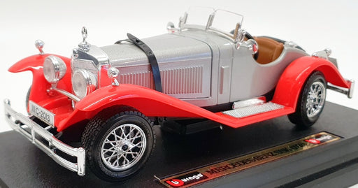 Burago 1/24 Scale Model Car 1509 - 1928 Mercedes Benz SSK  - Silver/Red