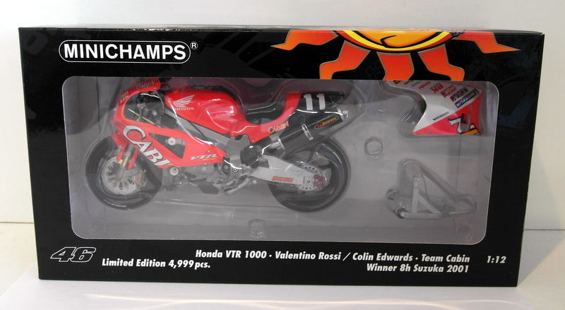 Minichamps 1/12 Scale Diecast 122 011446 Honda VTR 1000 Rossi Edwards Suzuka 01