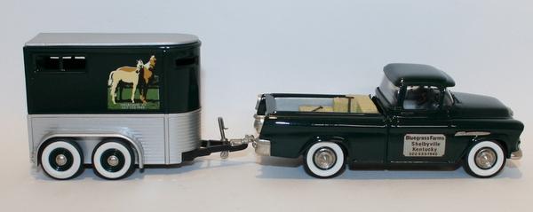Brookin Models 1/43 Scale BRK62 & BRK53X - 1955 Chev Cameo & Trailer -Blue Grass