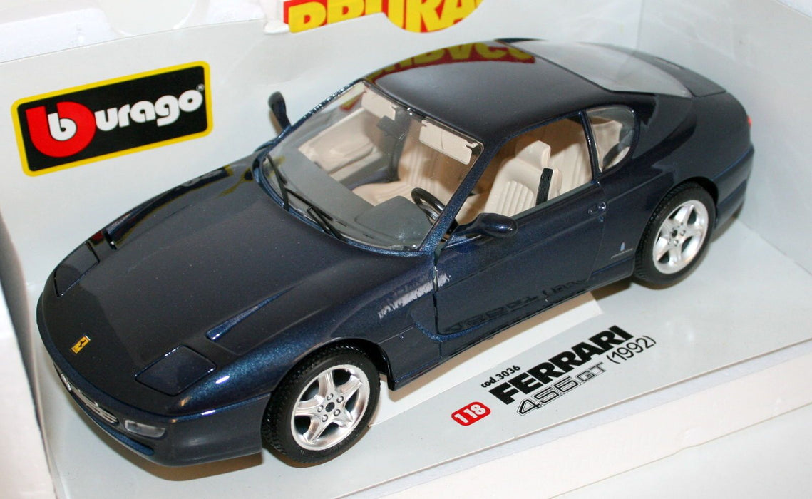 BURAGO 1/18 - COD. 3036 FERRARI 456GT 1992 - METALLIC BLUE
