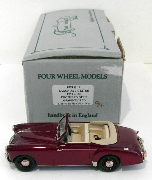 Four Wheel Models 1/43 Scale FWLG19 -1953 Lagonda 3Ltr 2Dr D/Head Open - Red