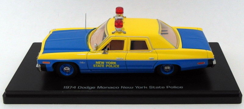 Auto World 1/43 Scale AWR1150 - 1974 Dodge Monaco New York Police - Blue Yellow