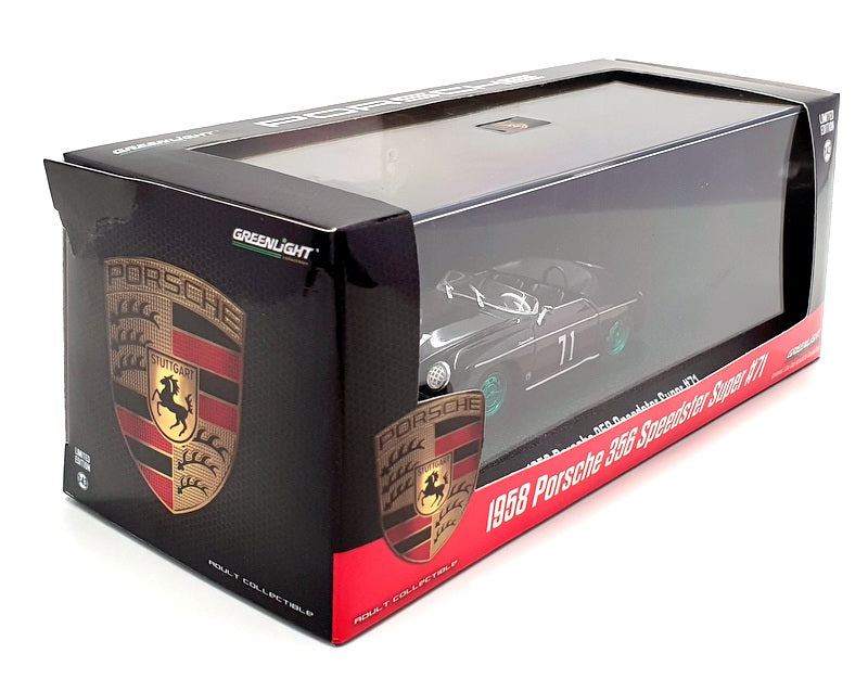 Greenlight 1/43 Scale 86538 - 1958 Porsche 356 Speedster Super #71 Chase - Black