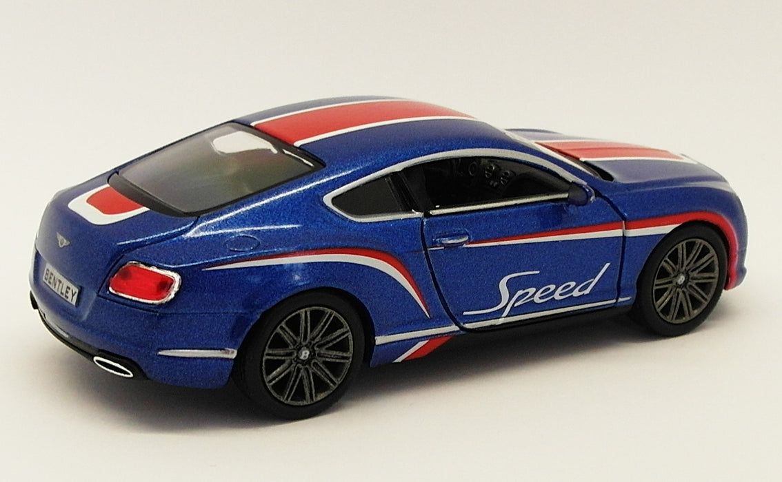 2012 Bentley Cont GT Speed - Blue - Kinsmart Pull Back & Go Metal Model Car