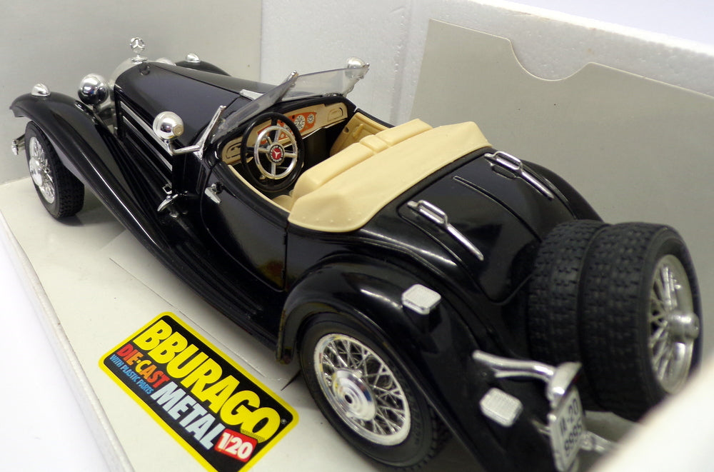 Burago 1/20 Scale Model Car 3020 - 1936 Mercedes Benz 500K Roadster - Black