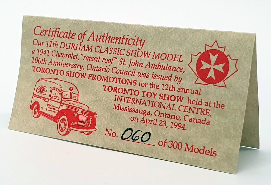 Durham Classics 1/43 Scale DC-19 - 1941 Chevrolet St John Ambulance