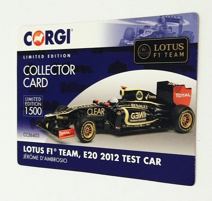 Corgi 1/43 Scale CC56403 - Lotus F1 Team E20 Test Car J.D.Ambrosio