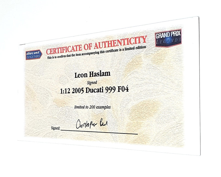 Minichamps 1/12 Scale 122 052291 - Ducati 999F04 Haslam BSB 2005 SIGNED