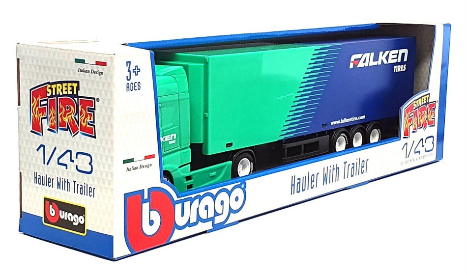 Burago 1/43 Scale 18-31460 - Mercedes Benz Hauler Truck & Trailer - Falken Tires