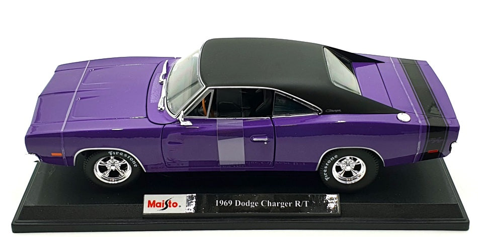 Maisto 1/18 Scale Diecast 46629 - 1969 Dodge Charger R/T - Purple/Black