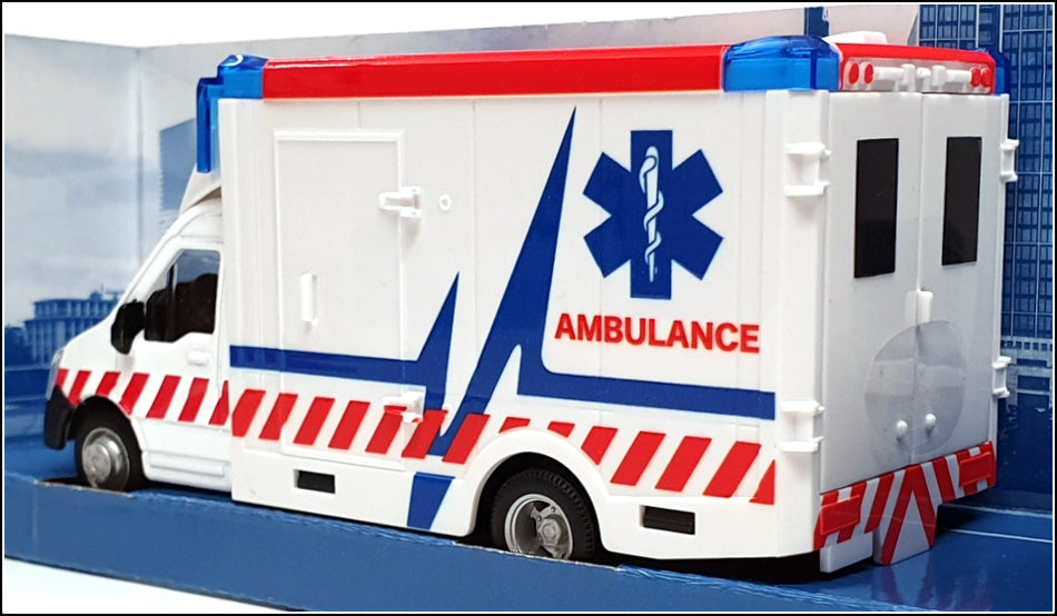Burago Appx 15cm Long 18-32266 - Municipal Ambulance With Stretcher - White