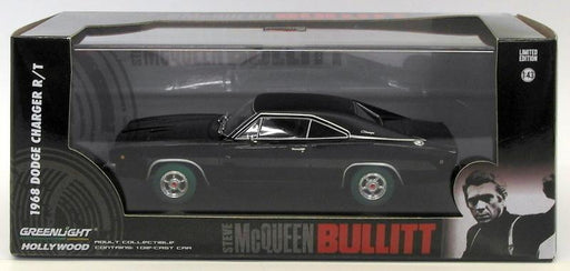 Greenlight 1/43 Scale 86432 - 1968 Dodge Charger Bullitt - Black/Green Tyres