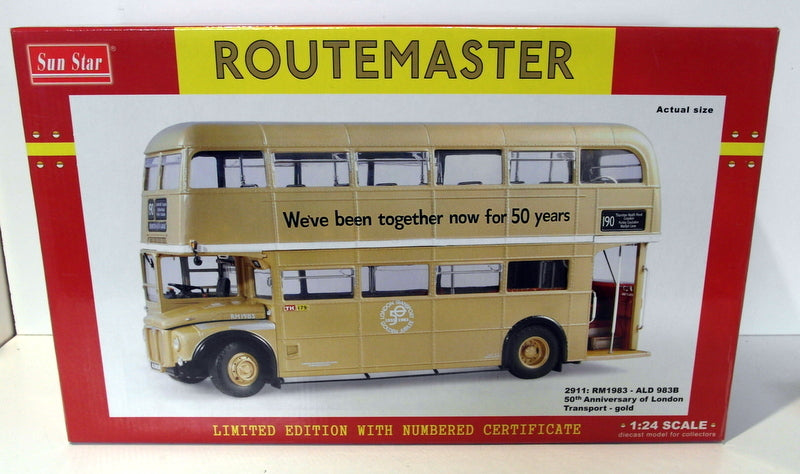 Sunstar 1/24 Scale Diecast - 2911 Routemaster RM1983 ALD 983B 50Th London Gold