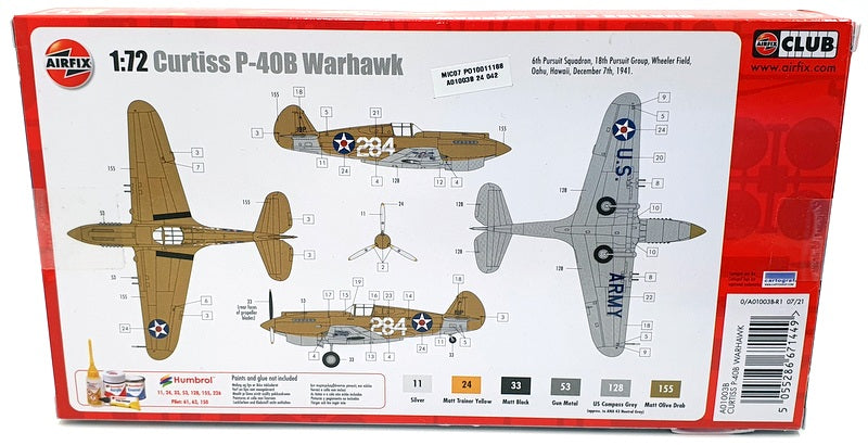 Airfix 1/72 Scale Aircraft Kit A01003B - Curtiss P-40B Warhawk - U.S Army