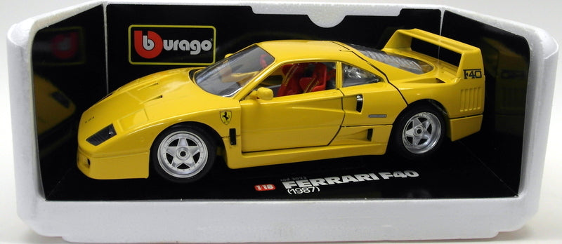 Burago 1/18 Scale Diecast 3022 Ferrari F40 1987 Yellow Model car