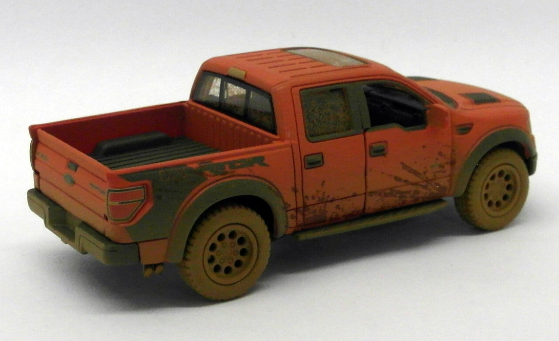 Ford F150 SVT Raptor - Muddy - Red - Kinsmart Pull Back & Go Metal Model Car