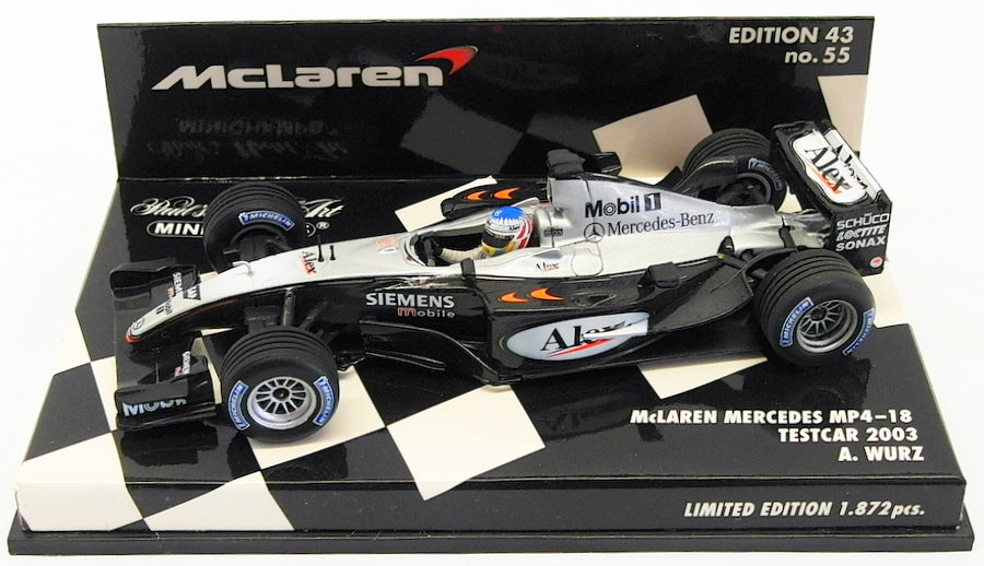 Minichamps 1/43 Scale 530 034399 - McLaren Mercedes MP4-18 Test Car
